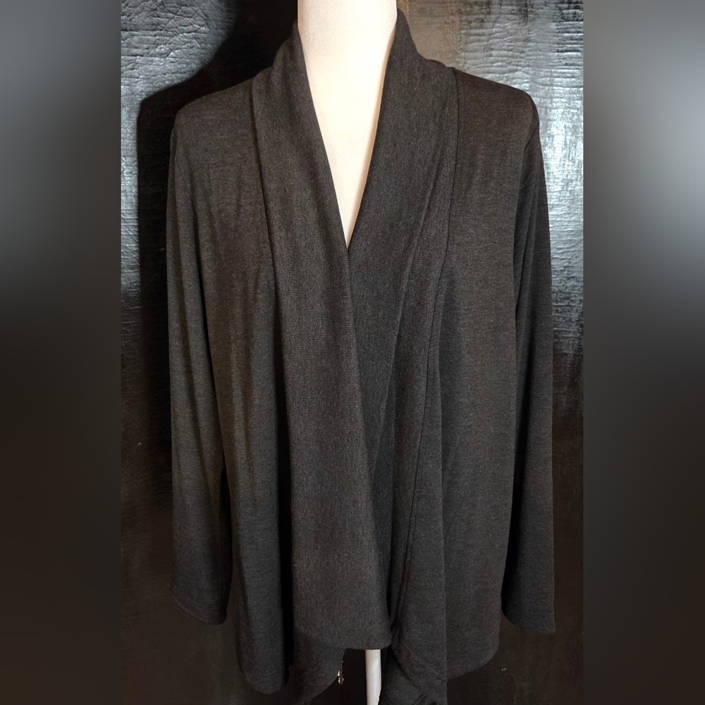 Max & Mia NWT Ultra Soft Modal Charcoal Waterfall Draped Cardigan L